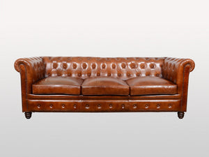 Chesterfield 3 / 4 leather sofa - Kif-Kif Import