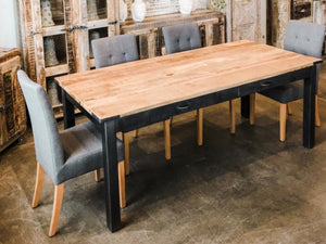 Alfred 4-drawer wood & metal dining table - Kif-Kif Import